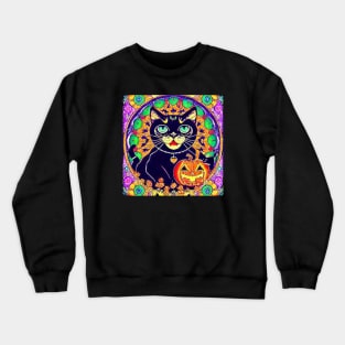 Smiling Halloween Black Cat Crewneck Sweatshirt